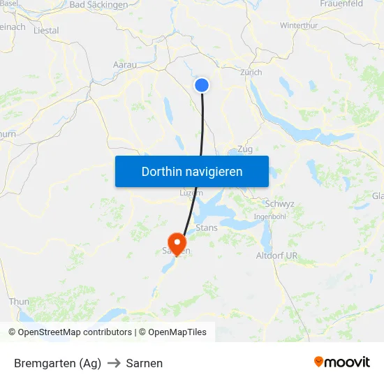 Bremgarten (Ag) to Sarnen map