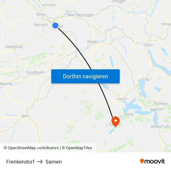 Frenkendorf to Sarnen map