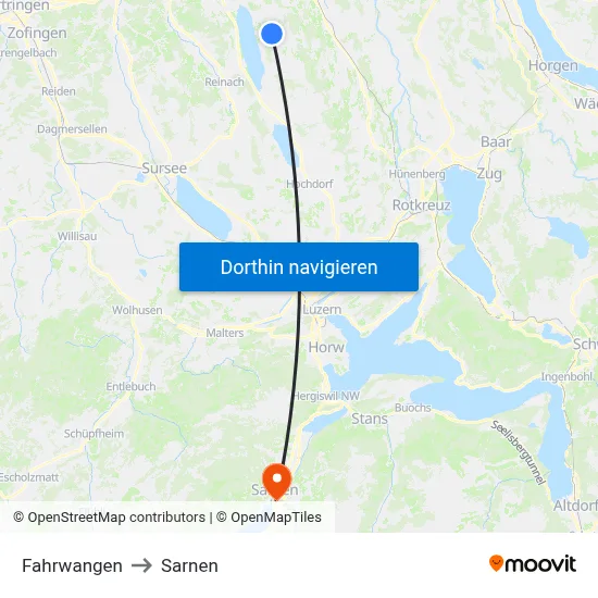 Fahrwangen to Sarnen map
