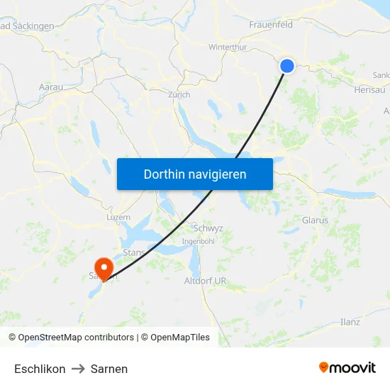 Eschlikon to Sarnen map
