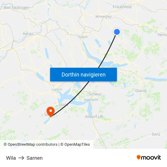 Wila to Sarnen map