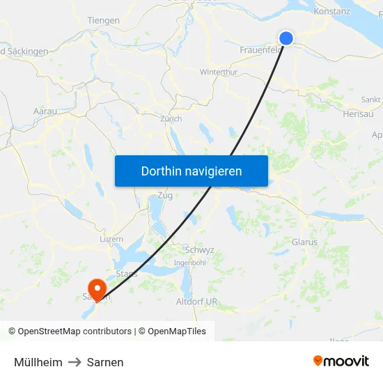 Müllheim to Sarnen map