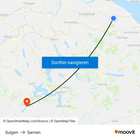 Sulgen to Sarnen map