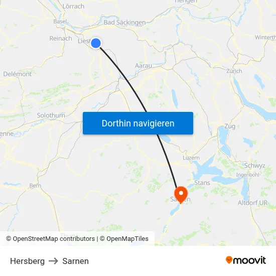 Hersberg to Sarnen map