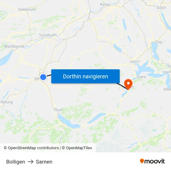 Bolligen to Sarnen map