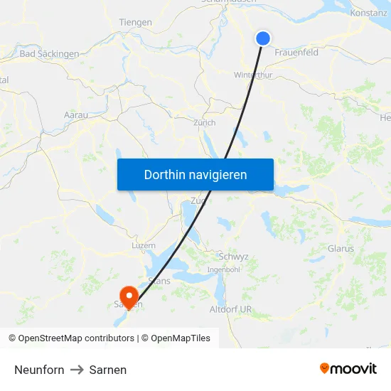 Neunforn to Sarnen map
