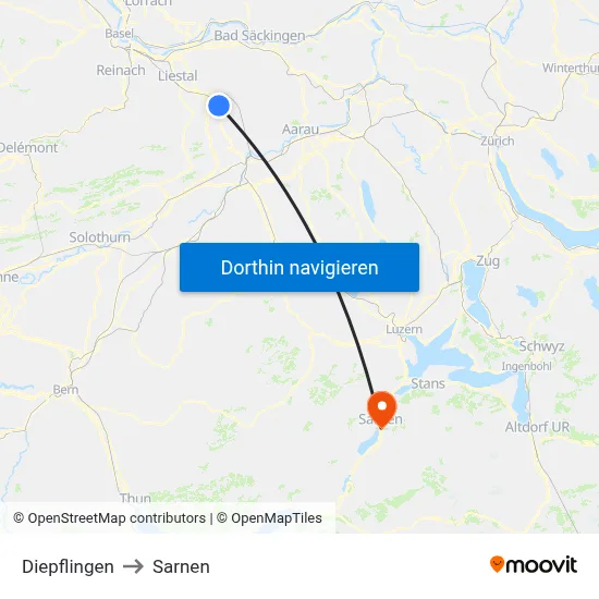 Diepflingen to Sarnen map
