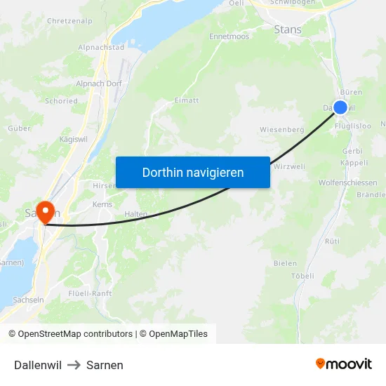 Dallenwil to Sarnen map