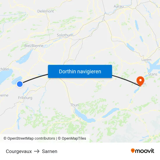 Courgevaux to Sarnen map