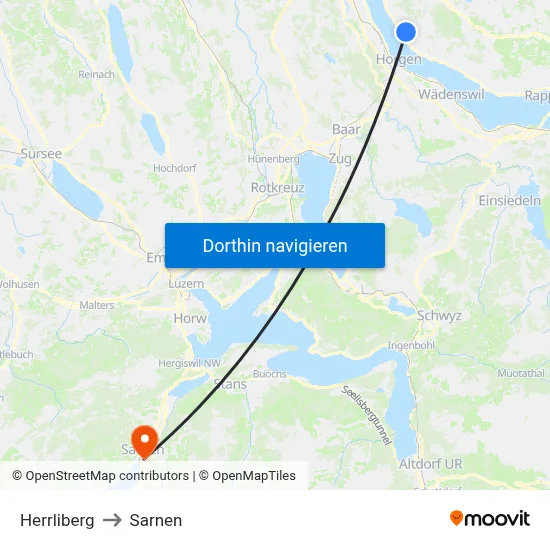 Herrliberg to Sarnen map
