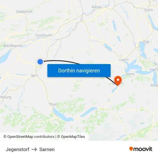 Jegenstorf to Sarnen map