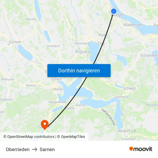 Oberrieden to Sarnen map