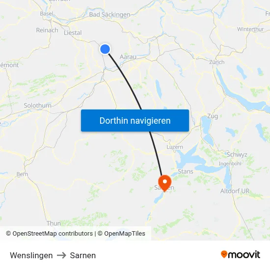 Wenslingen to Sarnen map