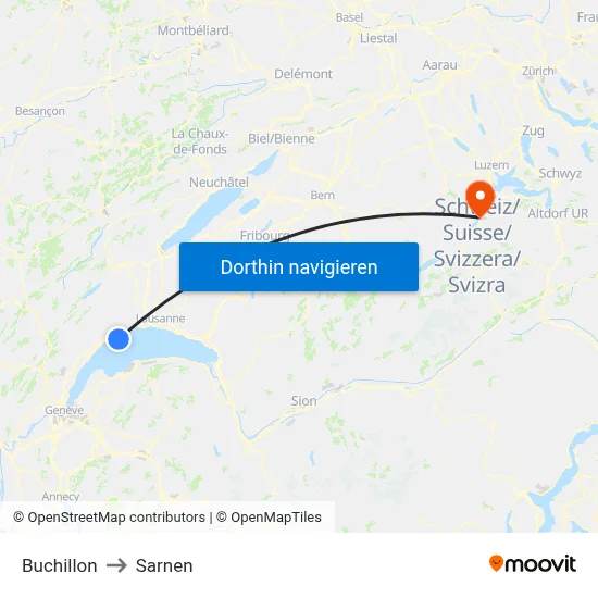 Buchillon to Sarnen map