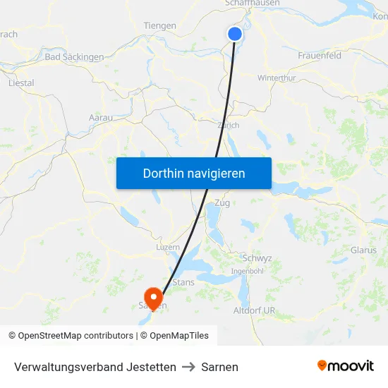 Verwaltungsverband Jestetten to Sarnen map