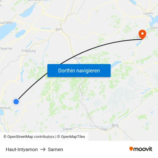 Haut-Intyamon to Sarnen map