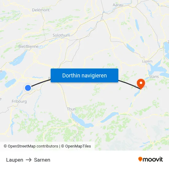 Laupen to Sarnen map