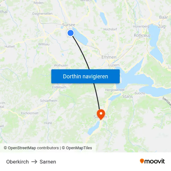 Oberkirch to Sarnen map