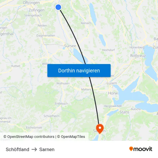 Schöftland to Sarnen map