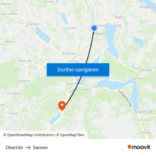 Oberrüti to Sarnen map