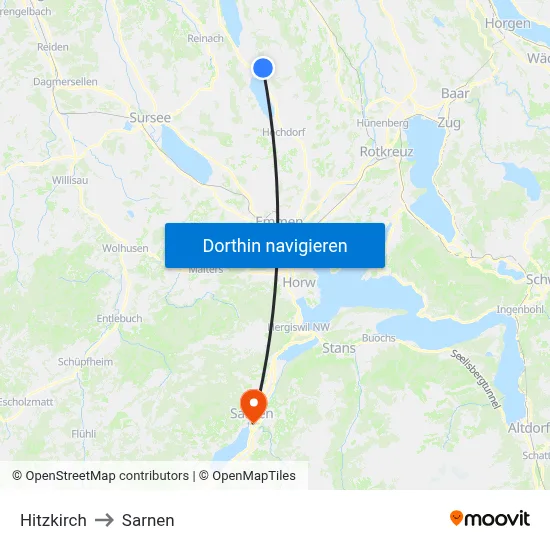 Hitzkirch to Sarnen map