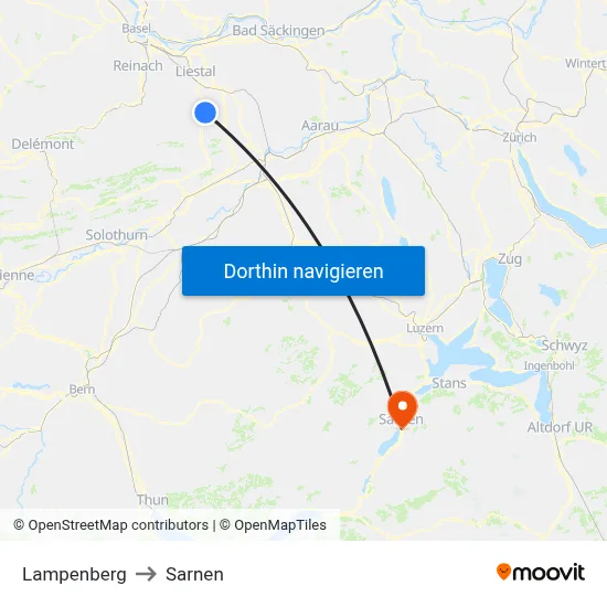 Lampenberg to Sarnen map