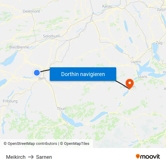 Meikirch to Sarnen map