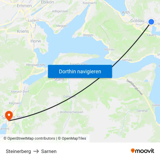 Steinerberg to Sarnen map