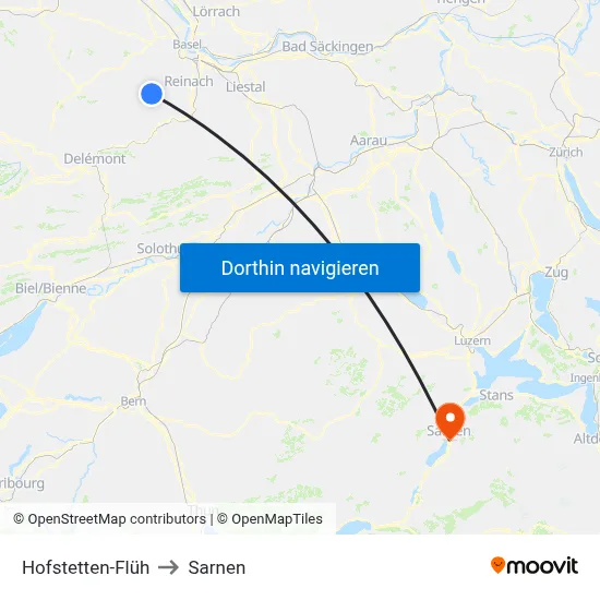 Hofstetten-Flüh to Sarnen map