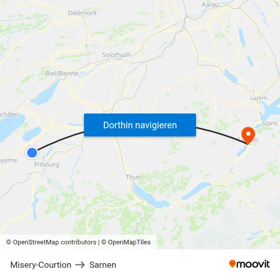Misery-Courtion to Sarnen map