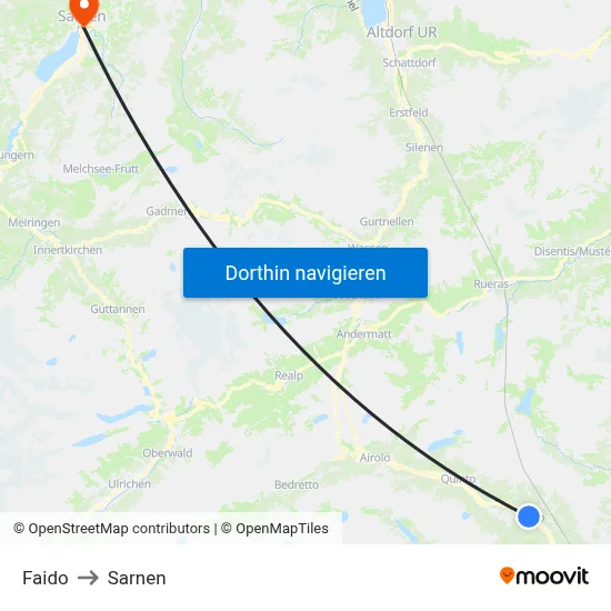 Faido to Sarnen map
