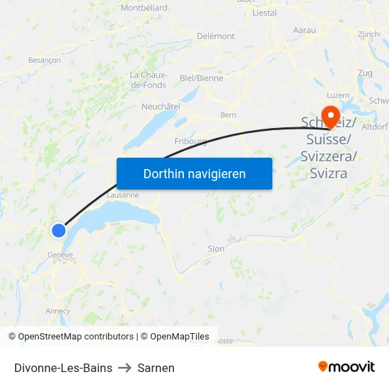 Divonne-Les-Bains to Sarnen map