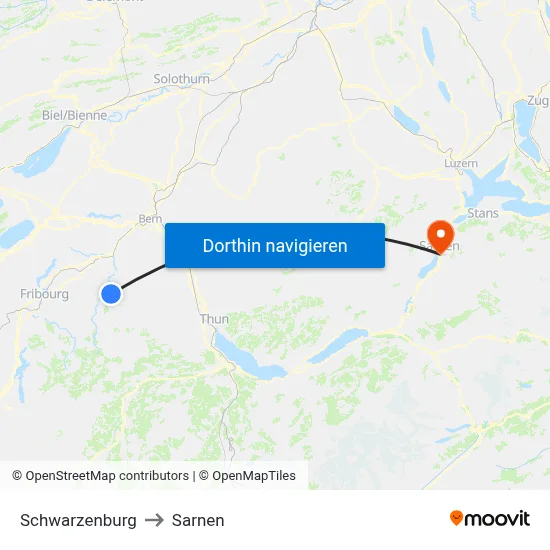 Schwarzenburg to Sarnen map