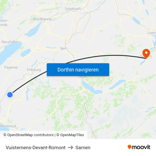 Vuisternens-Devant-Romont to Sarnen map