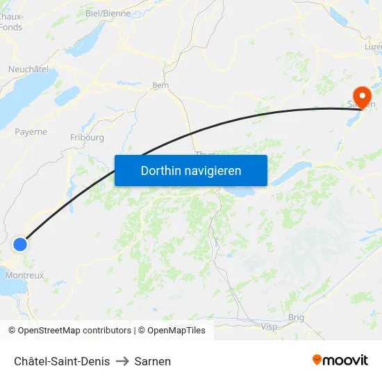 Châtel-Saint-Denis to Sarnen map