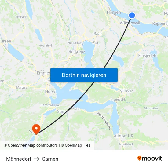 Männedorf to Sarnen map