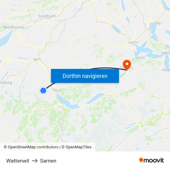 Wattenwil to Sarnen map