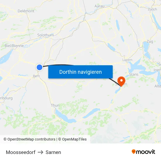 Moosseedorf to Sarnen map