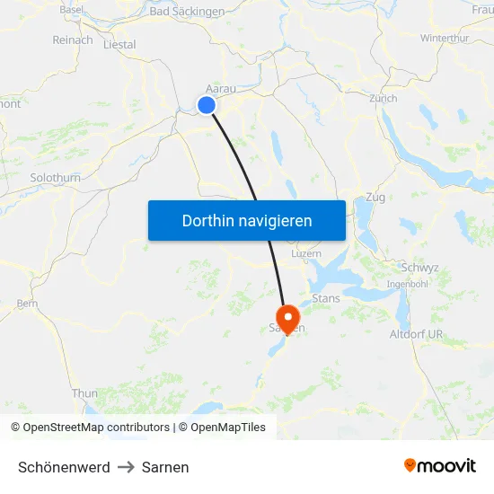 Schönenwerd to Sarnen map