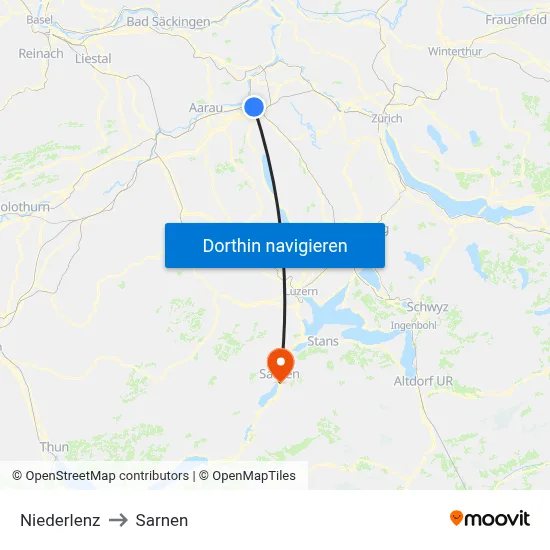 Niederlenz to Sarnen map