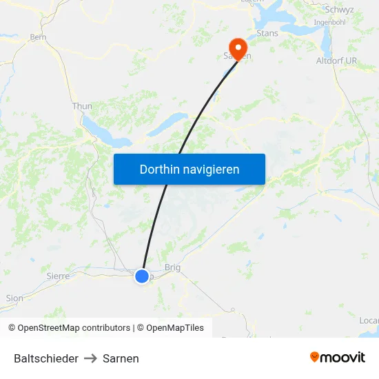 Baltschieder to Sarnen map