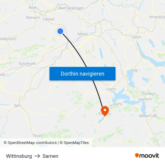 Wittinsburg to Sarnen map