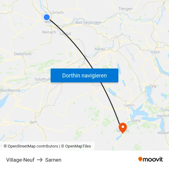 Village-Neuf to Sarnen map