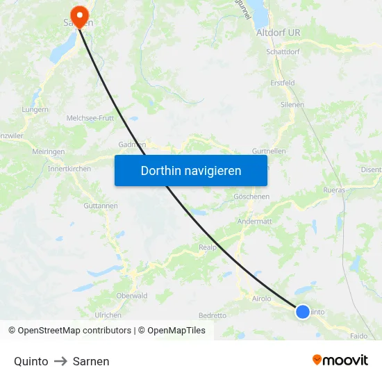 Quinto to Sarnen map