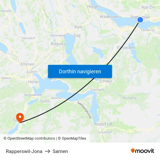 Rapperswil-Jona to Sarnen map