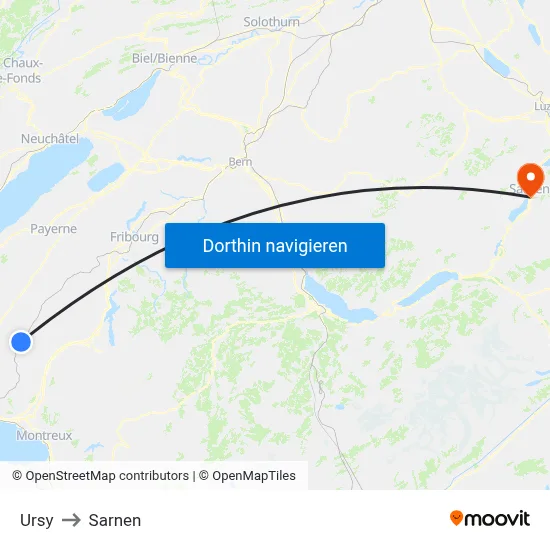 Ursy to Sarnen map