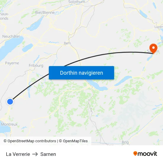 La Verrerie to Sarnen map