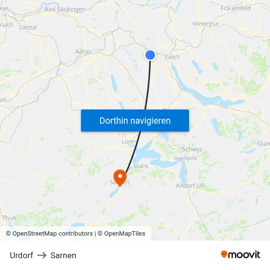 Urdorf to Sarnen map