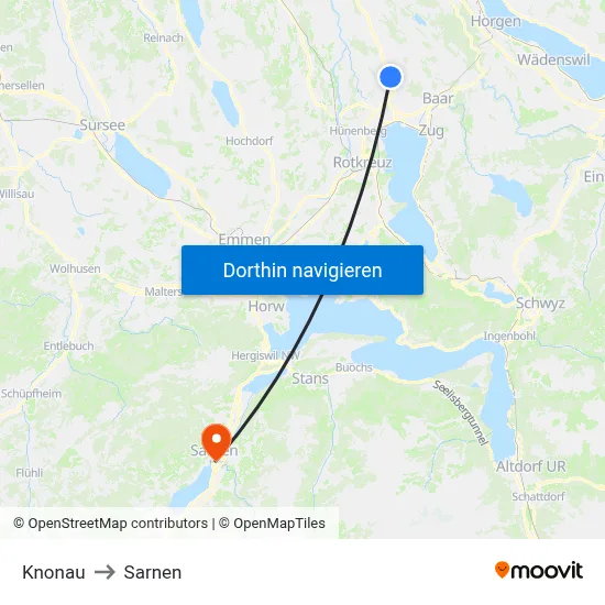 Knonau to Sarnen map