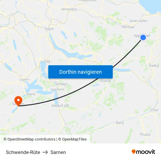 Schwende-Rüte to Sarnen map